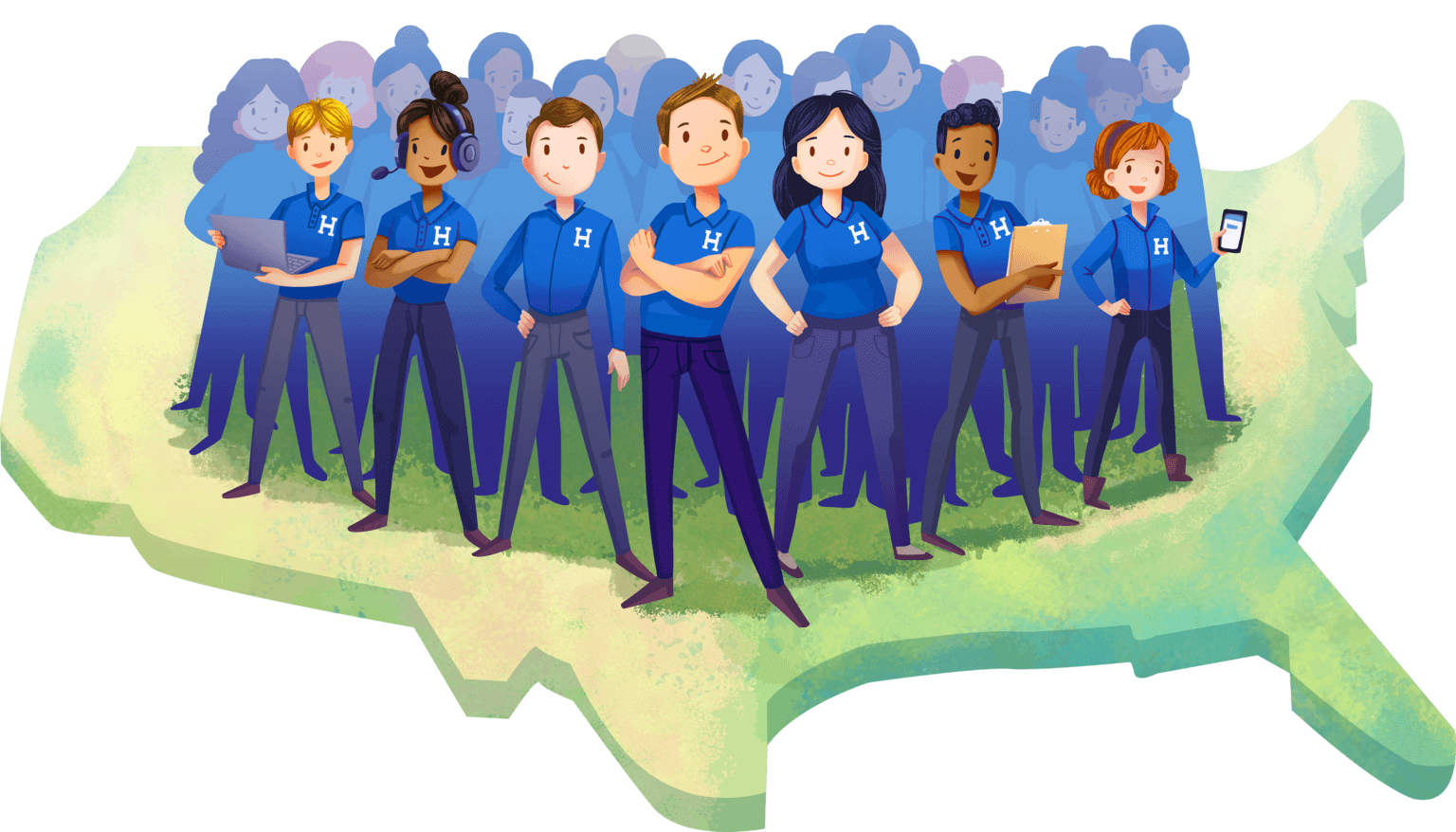 HomeTown staff illustration with USA