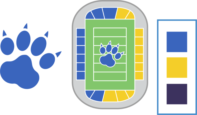 School brand, logo, colors, and artwork for custom seat maps