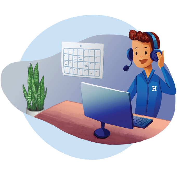 Support team taking call